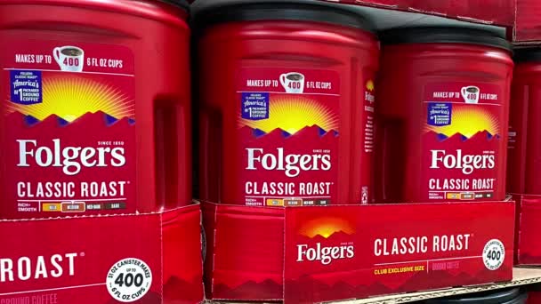 Orlando Ηπα Φεβρουαρίου 2020 Panning Αριστερά Στην Οθόνη Folgers Coffee — Αρχείο Βίντεο