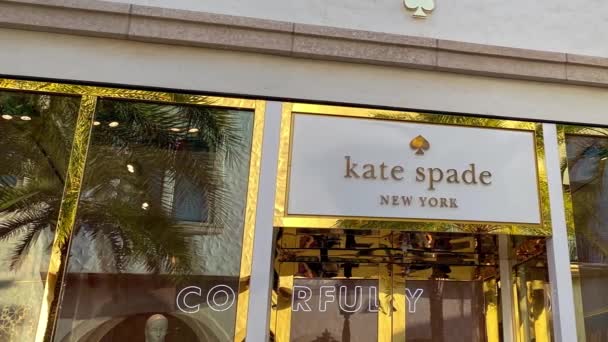 Orlando Febrero 2020 Panning Dejó Cartel Kate Spade Una Tienda — Vídeo de stock