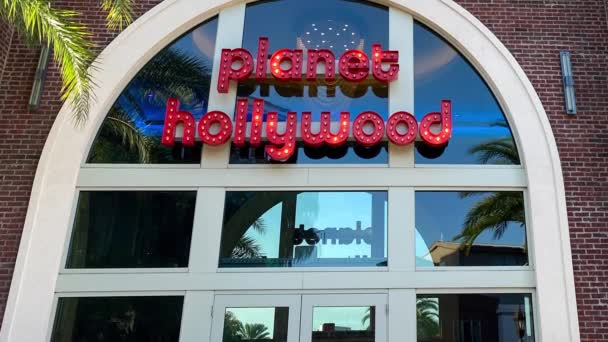 Orlando Usa Február 2020 Panning Planet Hollywood Sign Restaurant Orlando — Stock videók