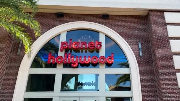 Orlando Usa Února 2020 Přiblížení Nápis Planet Hollywood Restauraci Orlandu — Stock video