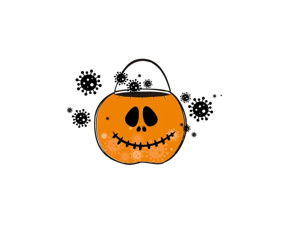 Halloween Citrouille Couronne Icône Plate Sur Fond Blanc Dans Illustration — Image vectorielle