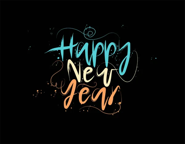 Vektör illüstrasyonunda siyah arkaplan üzerine özel Mutlu Yıllar harfi