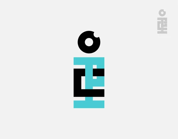 Vektör illüstrasyonunda beyaz arkaplan üzerine I harfi ve PC logosu