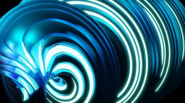 Rendering Turbinii Luminosi Neon Astratti Linee Spirale Onde Illustrazione Digitale — Foto Stock