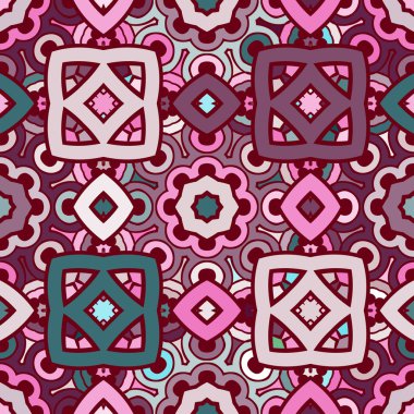 vektör sorunsuz soyut kaleidoscope model mor, turkuaz ve pembe renklerde