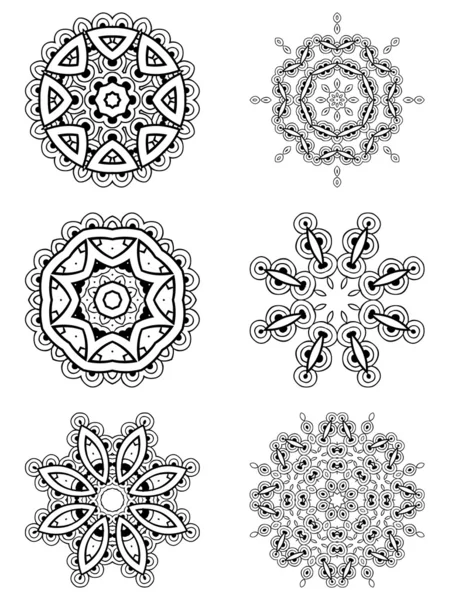 6 soyut çiçek yuvarlak dantel süs vektör ayarla