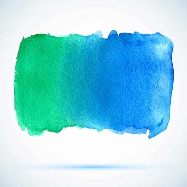 Banner verde e azul aquarela com sombra — Vetor de Stock