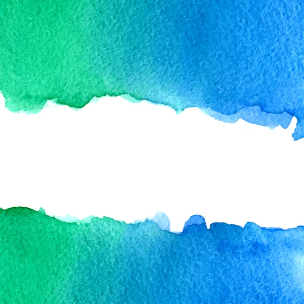 Aquarell grün und blau Hintergrund mit weißem Kopierraum — Stockvektor