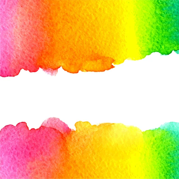 Aquarell bunt Regenbogen Hintergrund mit horizontaler weißer Kopierfläche — Stockvektor