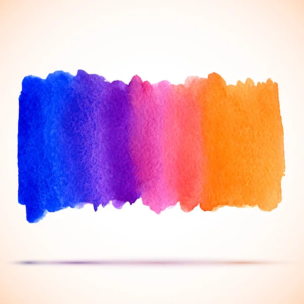 Watercolor rainbow gradient blue, violet, pink and orange banner with shadow — Stock Vector