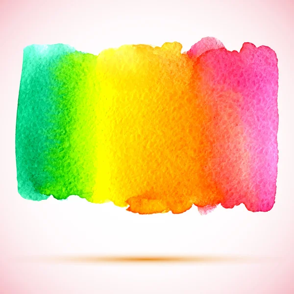 Bannière aquarelle colorée vert arc-en-ciel, jaune, orange, rose avec ombre — Image vectorielle