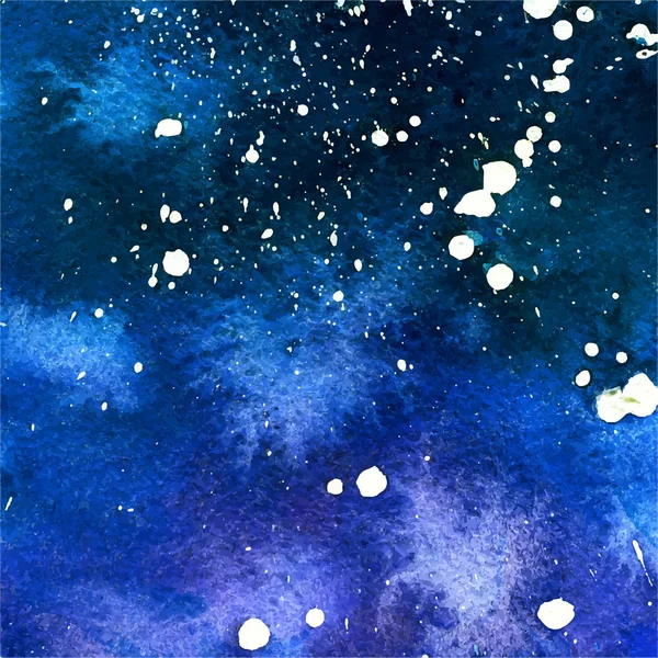 Akvarell kosmiska abstrakt grunge bakgrund med vit stjärna stänk — Stock vektor