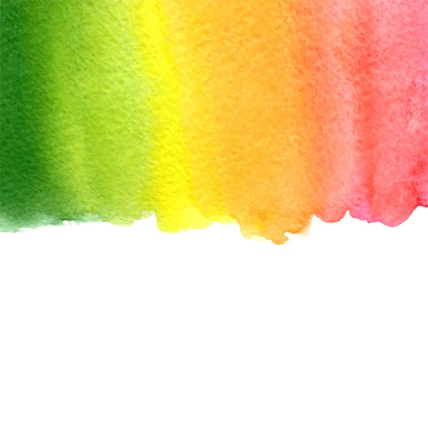 Watercolor green, yellow, orange and pink rainbow gradient background with white copy space — Stock Vector