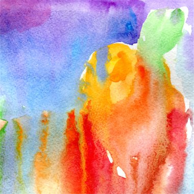 Vektör sulu boya gökkuşağı renkli arka plan