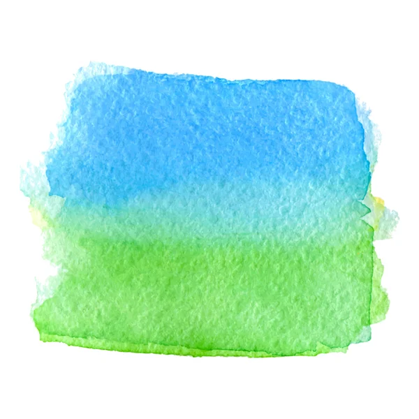 Vetor aquarela verde e azul pintura mancha banner — Vetor de Stock