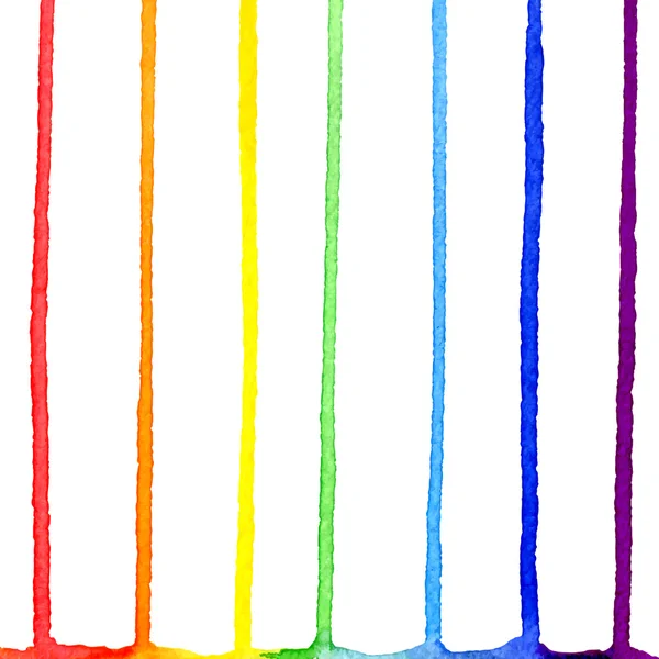 Vector watercolor vertical rainbow stripes on white background — Wektor stockowy