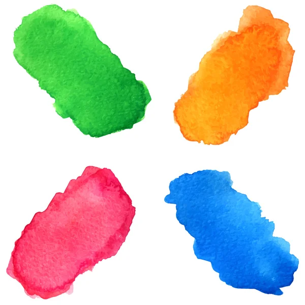 Vector watercolor set of 4 colorful paint stains isolated on whi — Stock Vector