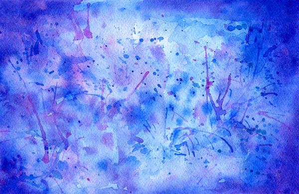 Aquarelle bleue fond abstrait dessiné à la main — Photo