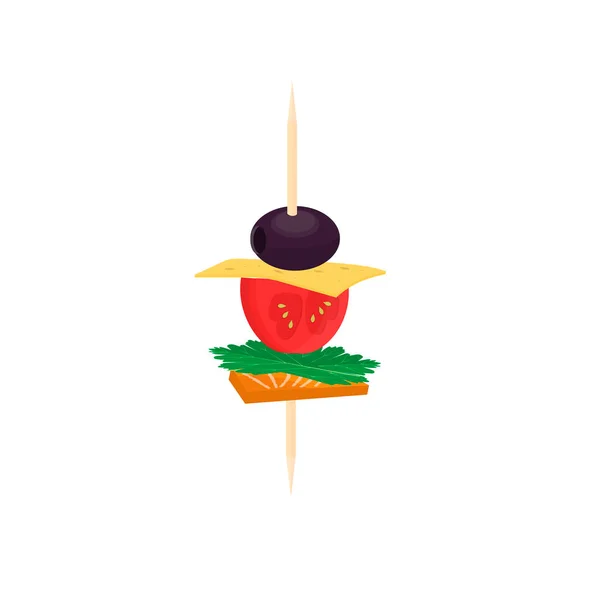 Canapé Pinzas Con Bocadillo Comida Ilustración Vectorial — Vector de stock