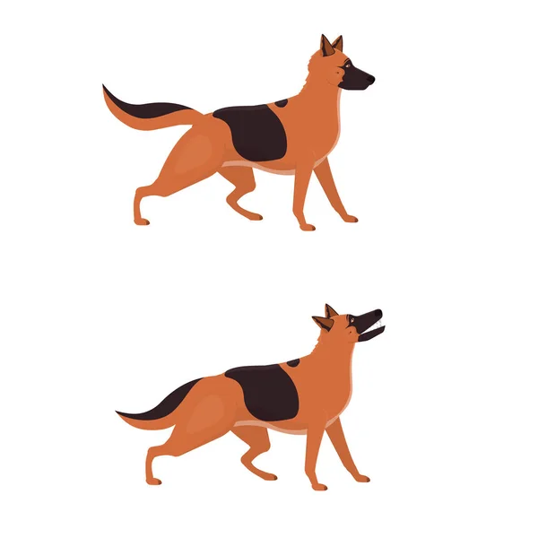 Duitse Herder Bewaker Hond Blaffen Vector Illustratie — Stockvector