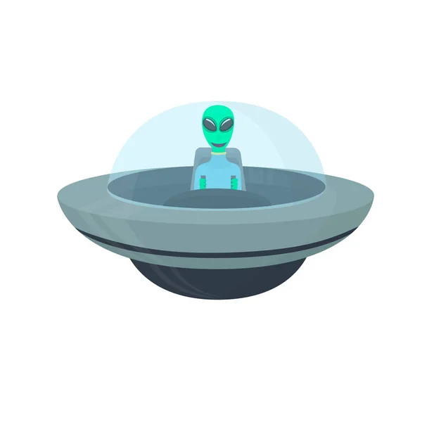 Alien Einem Ufo Ufo Flug Eines Raumschiffs Vektorillustration — Stockvektor