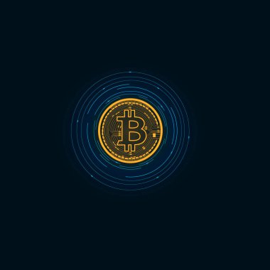 Bitcoin sign. Digital cryptocurrency, vector illustration clipart