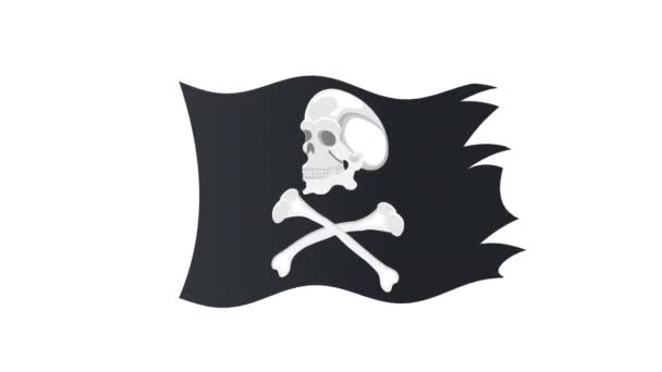 Pirate Flag Animation Flag Skull Bones Cartoon — Stock Video