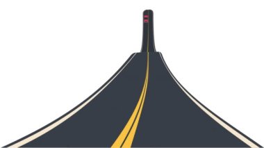 Araba otoyolda gidiyor. Çizgi film