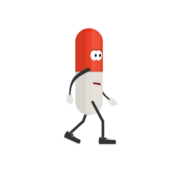 Antibiotique Pilule Personnage Bande Dessinée Illustration Vectorielle — Image vectorielle