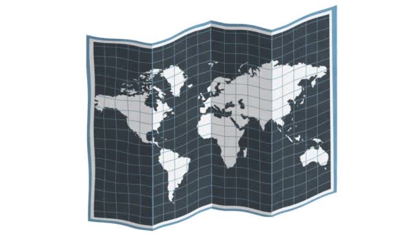 Kartografia Animacja Mapie Świata Otwartego Kreskówka — Wideo stockowe