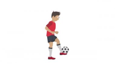 Futbolcu. Top oynayan futbolcu, çizgi film karakteri.