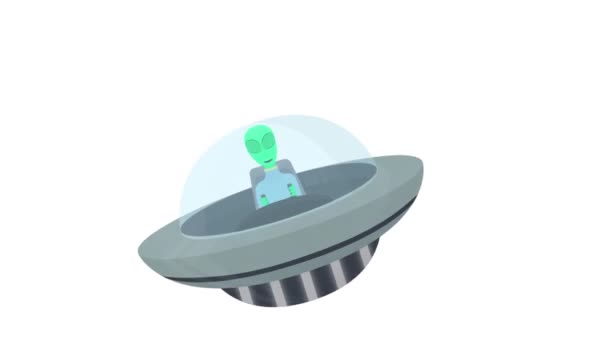 Ufoのエイリアン Ufo宇宙船 アニメーション漫画の飛行 — ストック動画