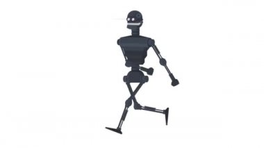 Yürüyen bir robotun animasyonu. Çizgi film