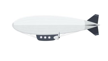 Zeplin uçuyor. Uçak animasyonu. Çizgi film