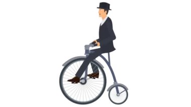 Bisikletçi. Klasik bisiklet animasyonu. Çizgi film