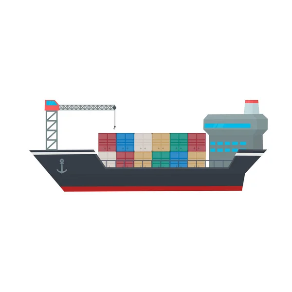 Containerschip Vervoer Schip Vector Illustratie Stockillustratie