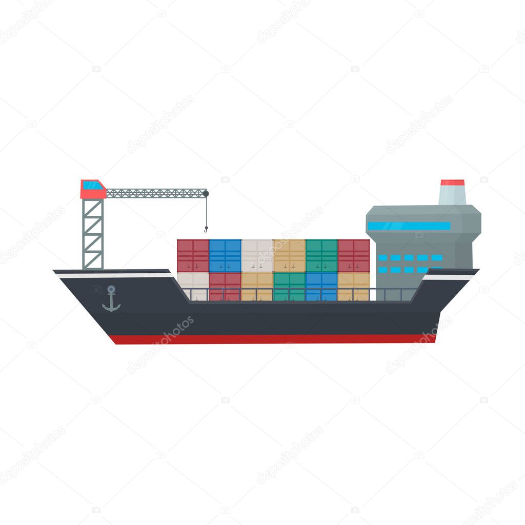 Container ship. Transport ship, vector illustration