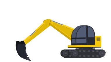 Kazıcı. İnşaat malzemeleri animasyonu. Çizgi film