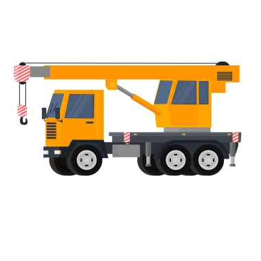 Vinçli bir kamyon. Yapı ekipmanları, vektör illüstrasyonu