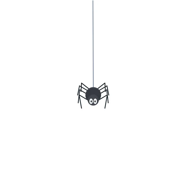 Zeichentrickfigur Spinne Spinne Steigt Auf Ein Netz Herab Vektorillustration — Stockvektor