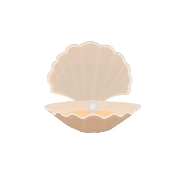 Shell Con Una Perla Ilustración Vectorial — Archivo Imágenes Vectoriales