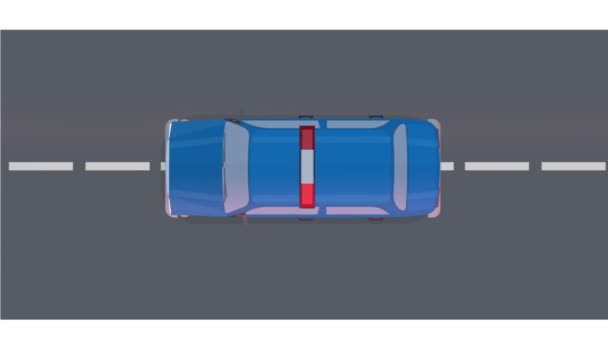 Анимация Полицейской Машины Едущей Дороге Мультфильм — стоковое видео