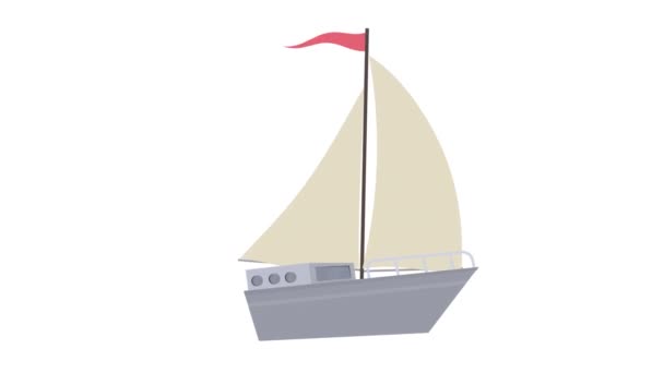 Boat Sailing Boat Animation Cartoon — Stock Video