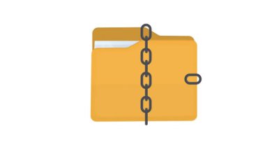 Kişisel verilerin korunması. Kilit altında dosyaları olan bir dizinin canlandırması. Çizgi film