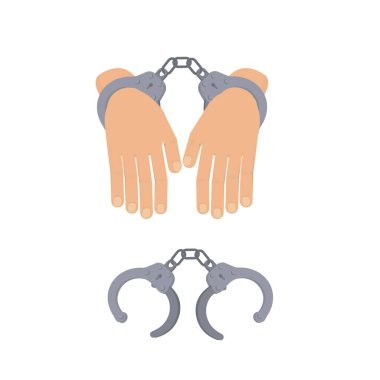 Kelepçeler. Elleri kelepçeli, vektör çizimi