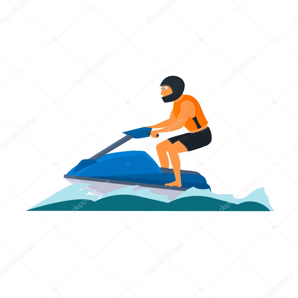 Jet ski. A man on a jet ski, vector illustration