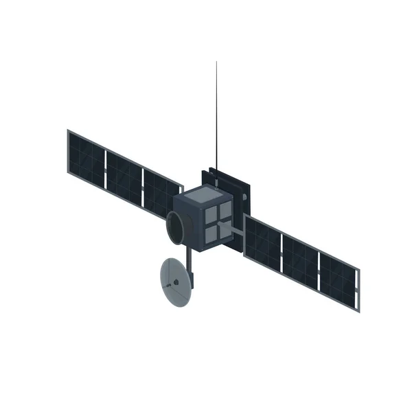 Weltraumsatellit Flug Eines Raumfahrzeugs Vektorillustration — Stockvektor