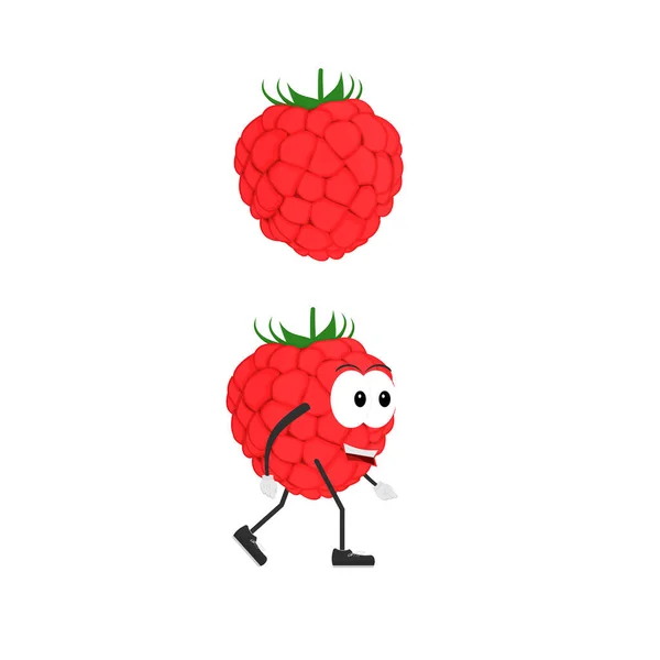 Himbeere Berry Zeichentrickfigur Vektorillustration — Stockvektor