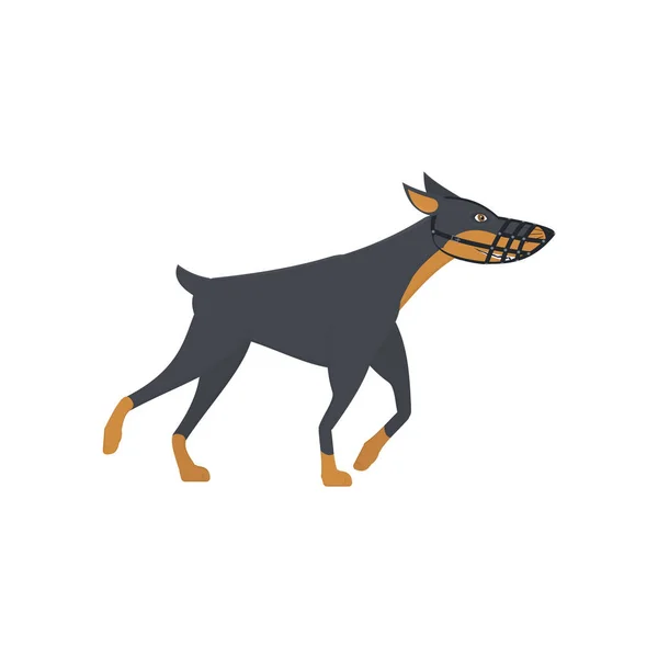 Hond Een Muilkorf Hondenhond Vectorillustratie — Stockvector