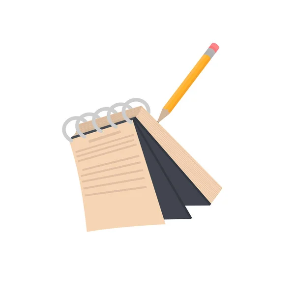 Bloc Notes Ecrire Des Objectifs Dans Carnet Avec Crayon Illustration — Image vectorielle